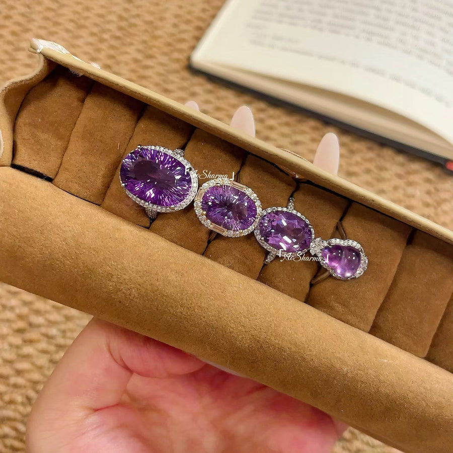 Aosharma Eternal Calm: Healing Amethyst Halo Ring
