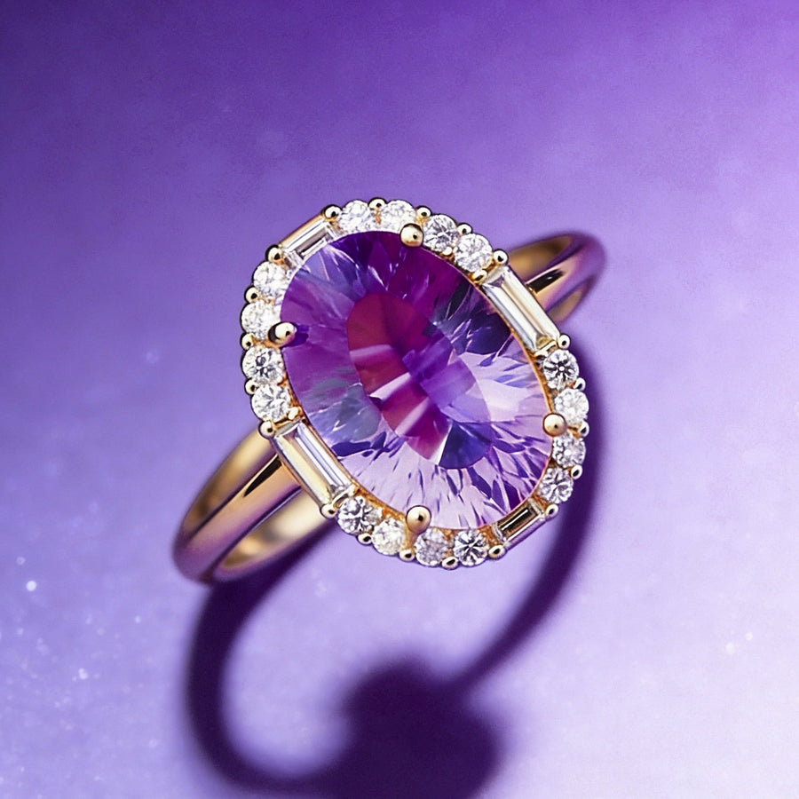 Aosharma Eternal Calm: Healing Amethyst Halo Ring