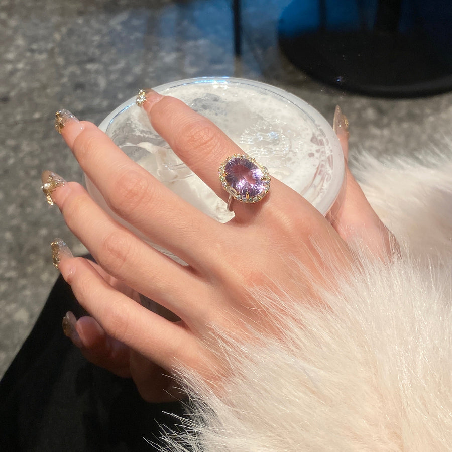 Aosharma Eternal Calm: Healing Amethyst Halo Ring