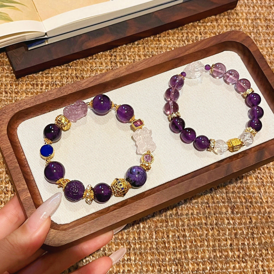Aosharma Timeless Amethyst Halo Earrings