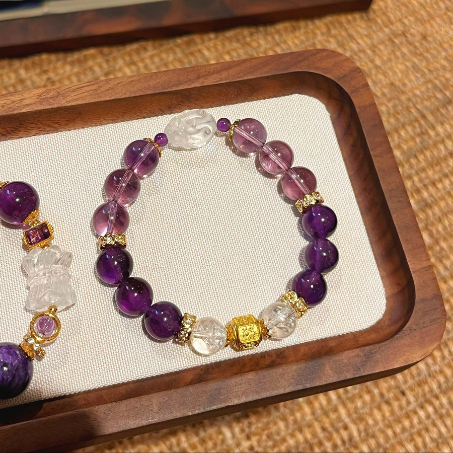 Aosharma Timeless Amethyst Halo Earrings