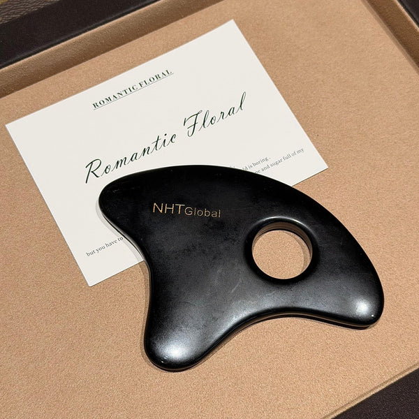 Premium Rose Quartz & Black Stone Gua Sha Sculpting Set